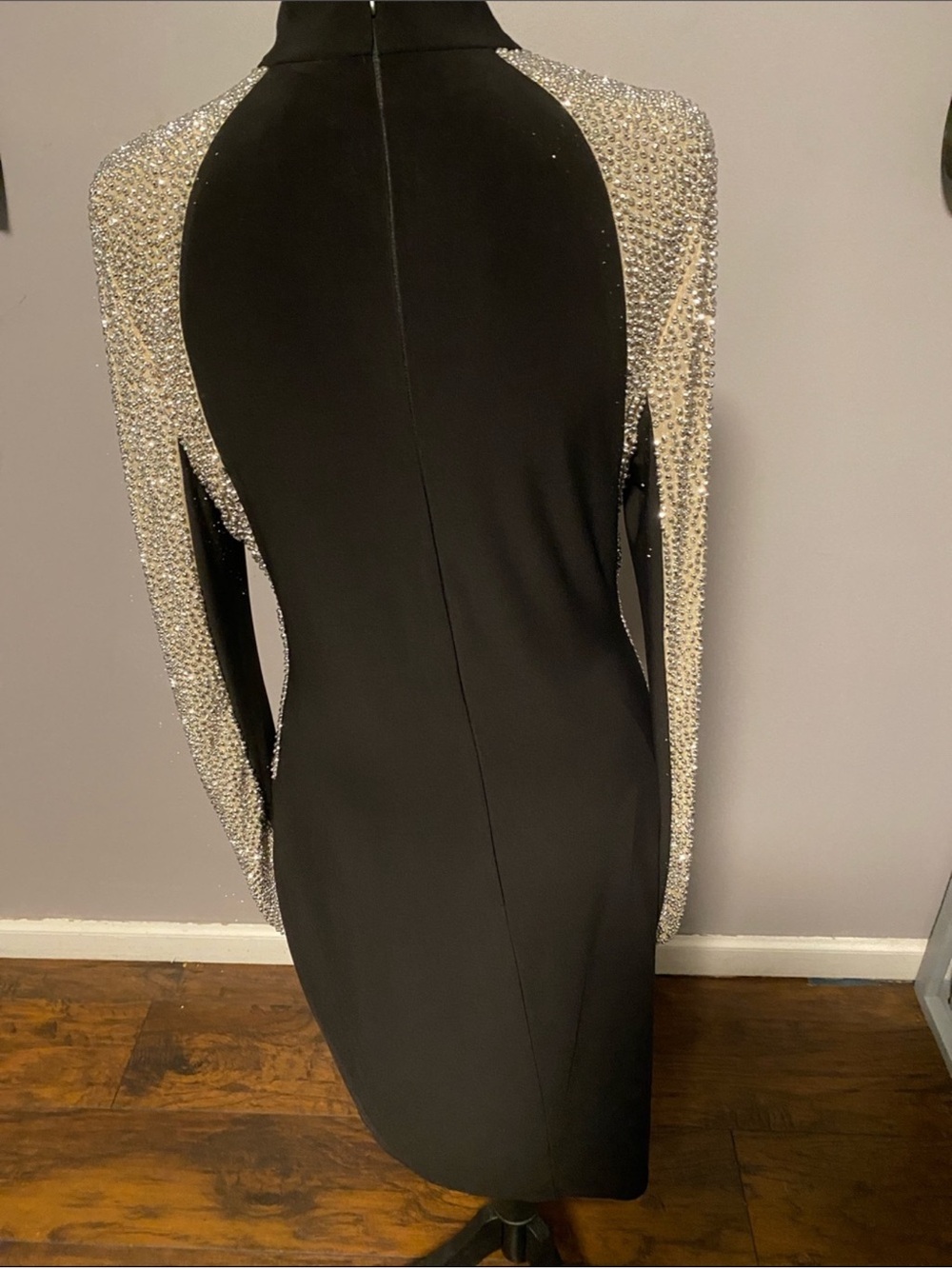 Xscape Black Sheath Dress with Crystal-Embellished Shoulders - Picture 8 of 8